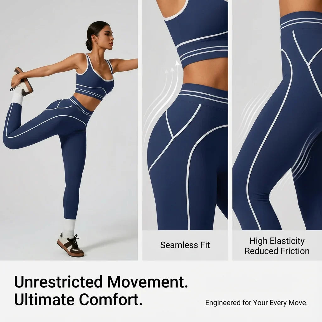 Women's Seamless Yoga Set - Sports Bra & High Waist Leggings Activewear for Gym Workout Fitness Exercise Stretch Athletic Outfit