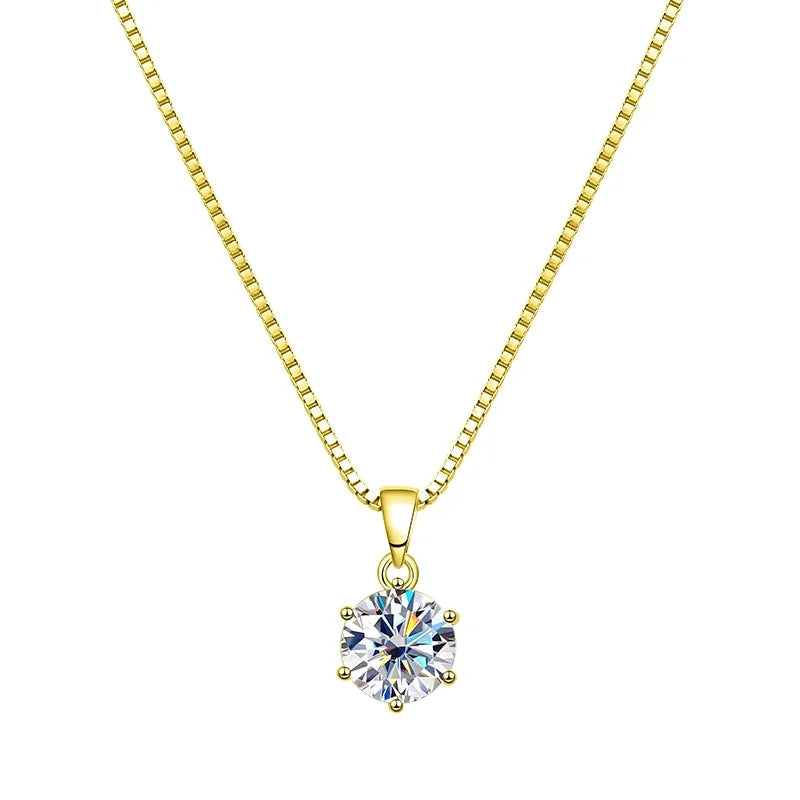 1 2 Carat Real Moissanite Pendant Necklace For Women 6 Prong 100% 925 Sterling Silver Wedding Party Bridal Fine Jewelry
