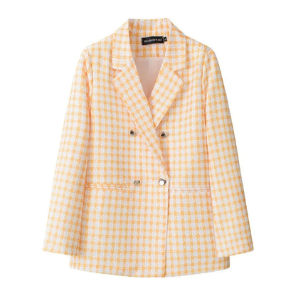 Casual Plaid Women's Suit Jacket Spring Autumn New Style Large Size Street Style Top Quality Polyester Commute Style Fashionable