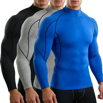 Men Running T shirt Quick Dry Bodybuilding Sport Shirt Long Sleeve Shirts Compression Top Fitness Tight Rashgard Gym T-Shirt Men