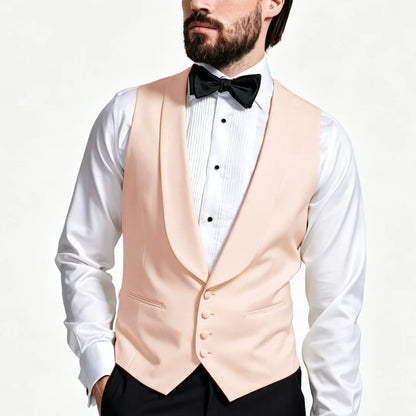 Men Vest Ivory With Lapel Single Breasted Solid Waistcoat For Wedding Banquet Business Work Office Casual Daily Men Suit Vest