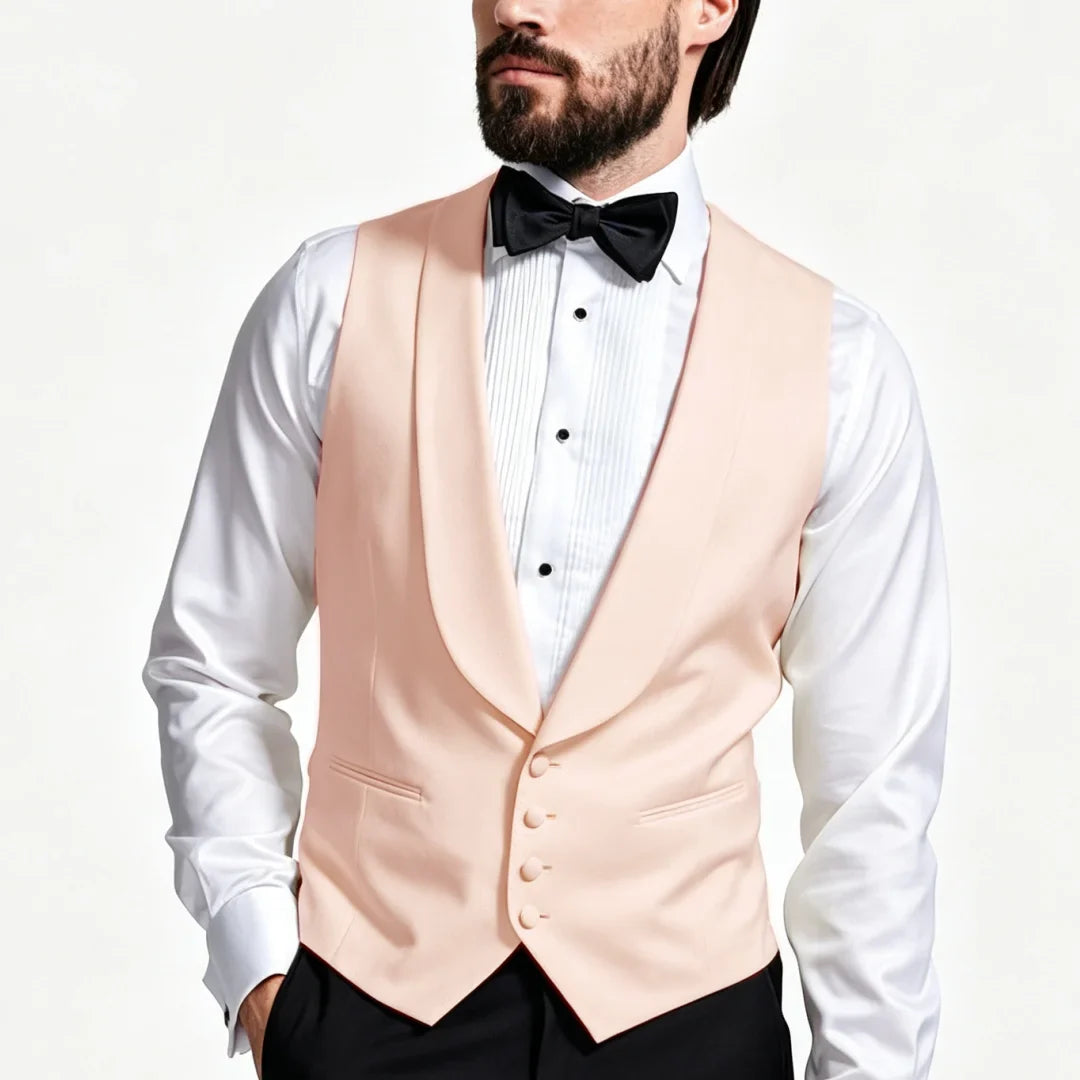 Men Vest Ivory With Lapel Single Breasted Solid Waistcoat For Wedding Banquet Business Work Office Casual Daily Men Suit Vest
