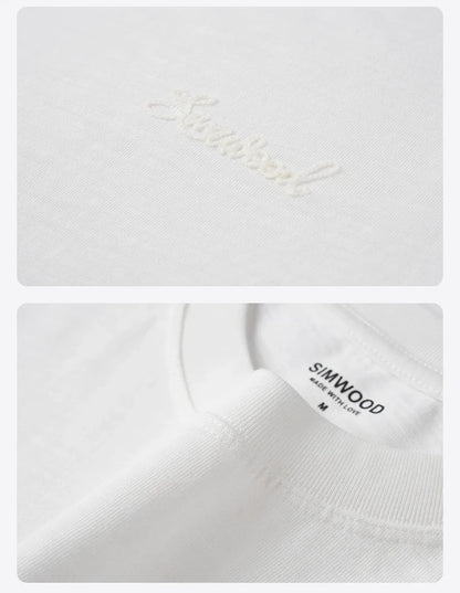 Summer New Super Loose Heavyweight 300gsm Slub Cotton T-shirts Men Letter Embroidery Tops