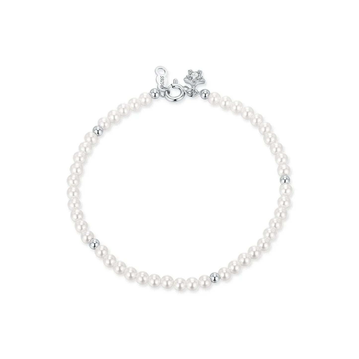 Elegant Pearls Beaded Bracelet 925 Sterling Sliver Sweet Shining Star CZ Bracelet For Women Fine Jewelry Gifts