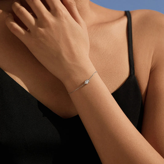 Bracelet chaîne à maillons goutte d'eau de luxe en argent sterling 925, moissanite couleur D et diamant de laboratoire, pour femmes, bijoux fins de mariage