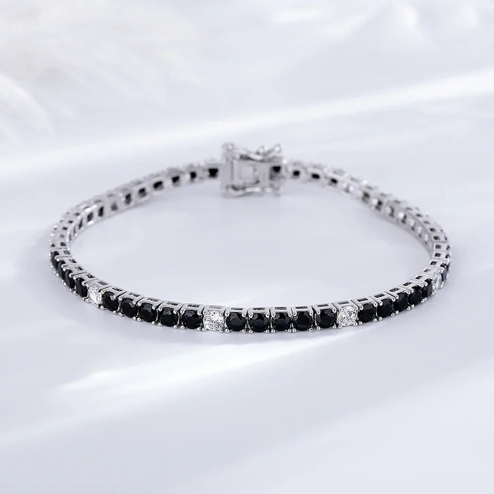 Fine Jewelry 3mm Montana Blue/Emerald Green/Ruby Red/Turquoise/Black Cubic zircon 925 Silver Tennis Bracelet