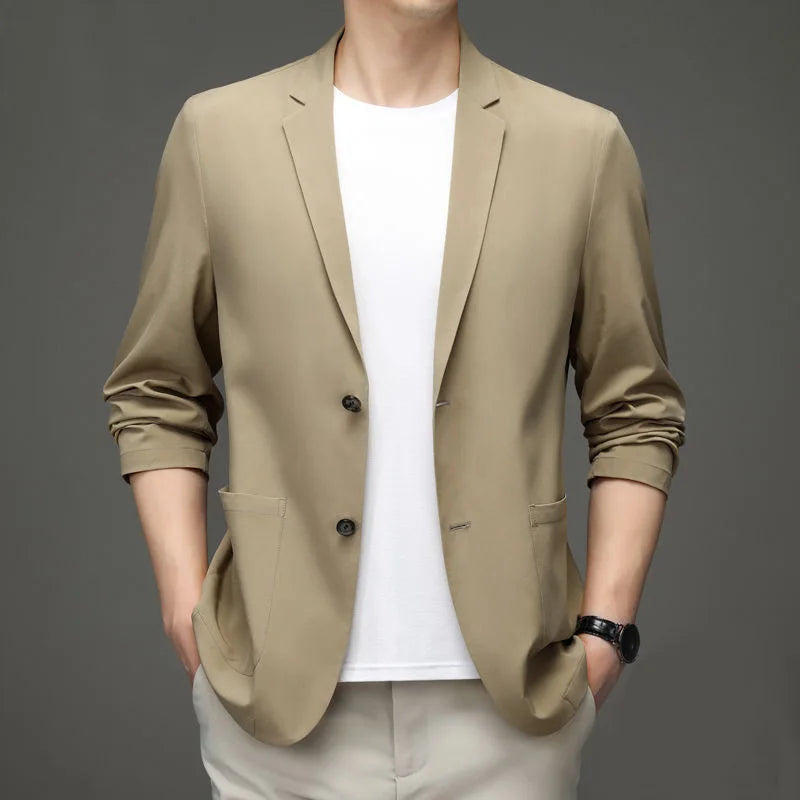 New Summer Man Thin Sunscreen Blazers Jackets Solid Business Casual Suits Coats Male Slim Elastic Blazers Jackets  Clothing 4XL