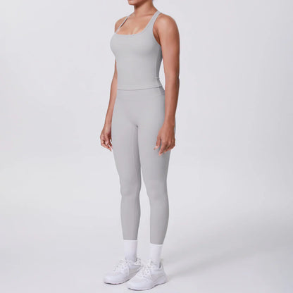 Yoga Top Set Fitness Gym Suit Training Sleeveless Sport Gym Tops Crossover Back Sports Underwear Tummy Control Slimming