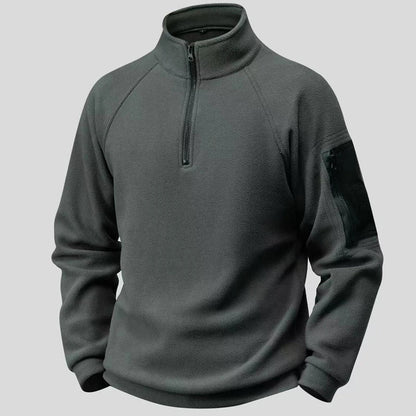 Mock Neck Military Sweatshirt Fleece Jackets Men's Cargo Tactical Pullover Hiking Camping Climbing Trekking Windproof Jackets
