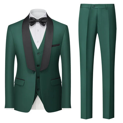 Red Men's Suit 3 Piece, Wedding Party Dress Jacket with Pants Vest, Blue, Green, Gray, Black Available, Asian Size M-5XL 6XL