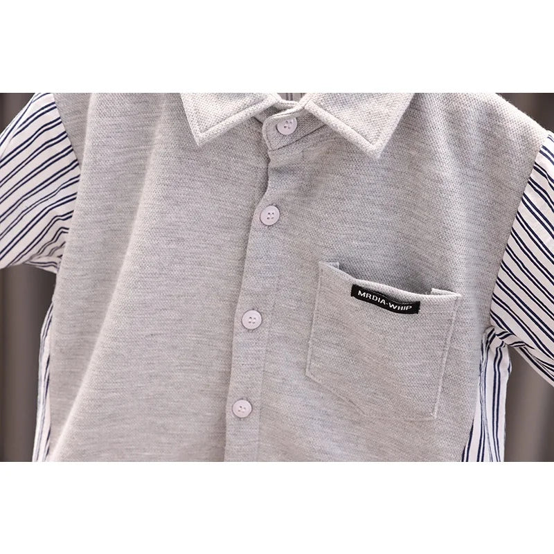 Spring Causal Suit Baby Boys Girls Cartoon Strips Shirt Pants 2pcs/Set Children Clothing Kids Infant Sportswear 0-5 Years