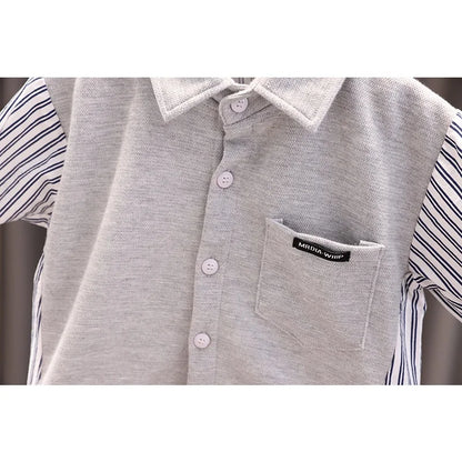 Spring Causal Suit Baby Boys Girls Cartoon Strips Shirt Pants 2pcs/Set Children Clothing Kids Infant Sportswear 0-5 Years