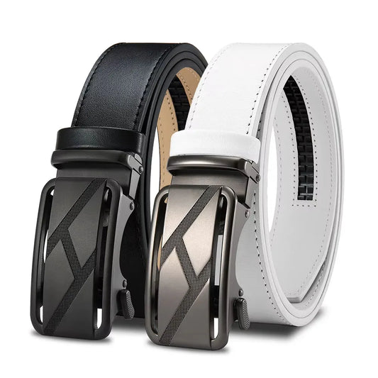 Brand Leather Belts for Men 105cm-135cm Automatic Belt with Ratchet Strap Top Quality Belts Luxury Belts for Men