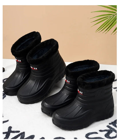 40-45 Men Rain Boots Winter Waterproof Shoes Ankle Snow Botas Plush Thick-soled Anti Slip High Top Zapatos Water Warm Footwear 1