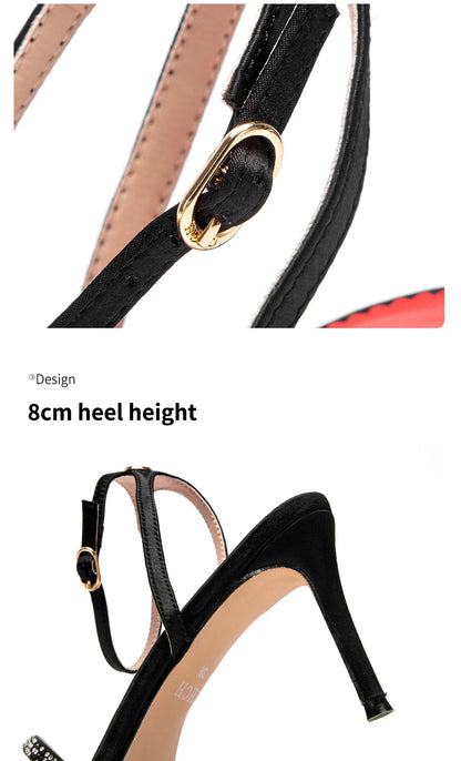 Women's High Heels Simple with Diamond Design Fine Workmanship Versatile Women's Sandals