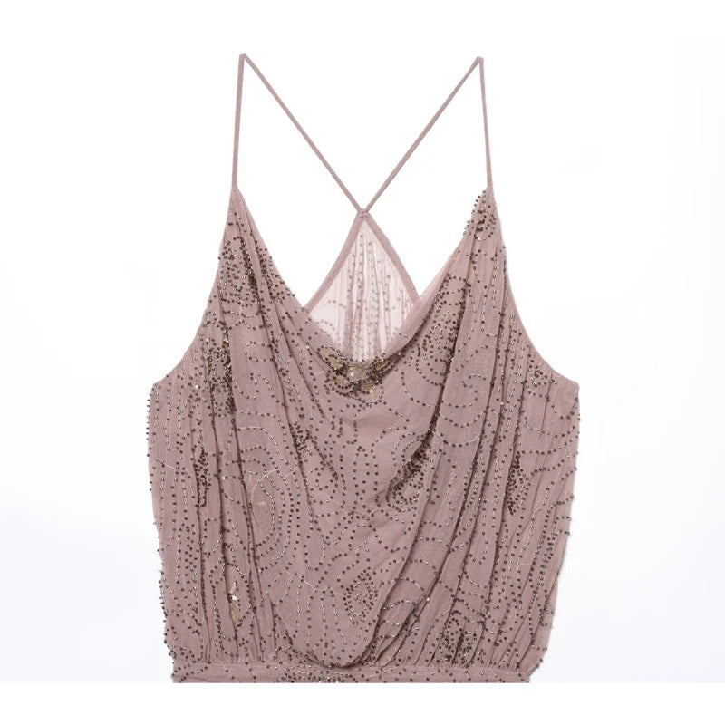 Sequin Tulle Mini Dress Women Ruched Slip Short Dresses for Woman Luxury Party Women's Dress Sexy Backless Dress Women