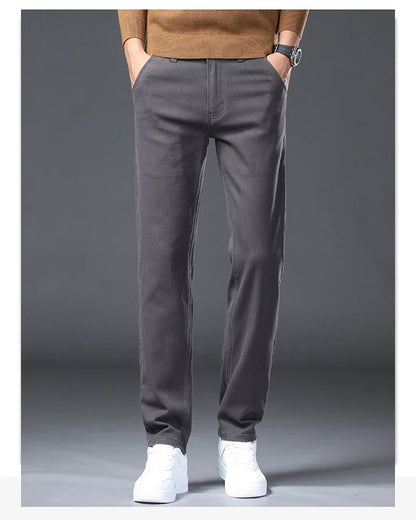 Classic Style 3 Colors Autumn Men's Slim Brown Jeans High Quality Business Casual High Stretch Denim Pants Male Brand Trousers