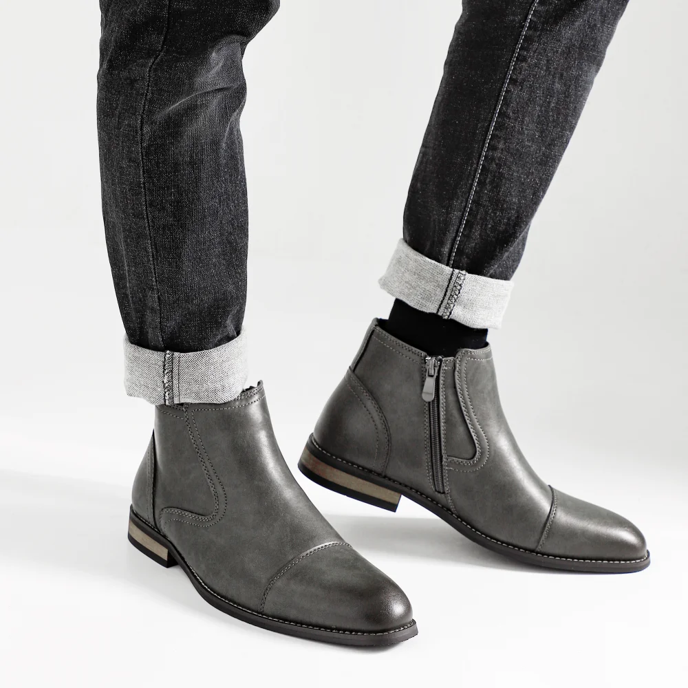 Men's Comfortable Ankle Leather Boots Men's Fashion Brand