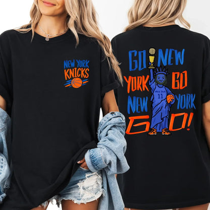 New York NY-Knicks Go Graphic T-shirt Men and Women 100%Cotton Y2K Clothing Fashion Round Neck Short Sleeved Tee