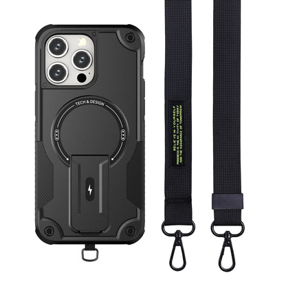 Crossbody Cool Magnetic Phone Case for iPhone 17 Pro Max 16 Plus 15 14 13 12 Lens Protection invisable Bracket for Magsafe Cover
