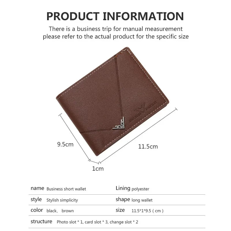 Portefeuille en cuir fin pour homme, blocage RFID, pliable, porte-cartes de crédit minimaliste, pince à billets