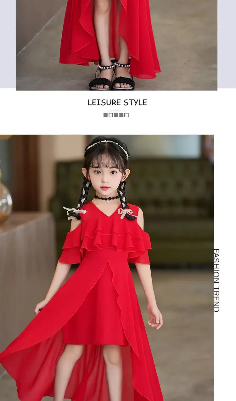Fashion Chiffon Boho Girls Dresses Bohemian Beach Kids Clothing Vestido Girl Outfit Robe Fille Casual Maxi Children Dress Summer