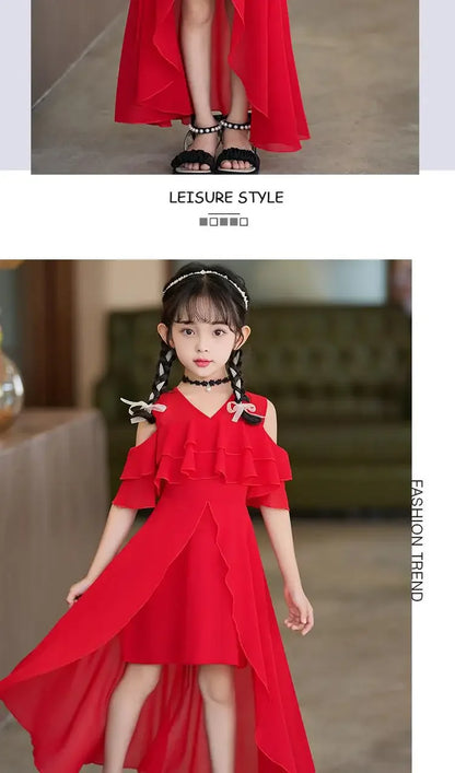 Fashion Chiffon Boho Girls Dresses Bohemian Beach Kids Clothing Vestido Girl Outfit Robe Fille Casual Maxi Children Dress Summer