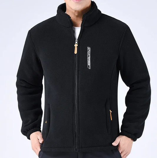 Winter Thicken Polar Fleece Jacket Warmth Windproof Full Zip Up Coat Multiple Zipper Pockets Outdoors Plus Size Jackets Outwear