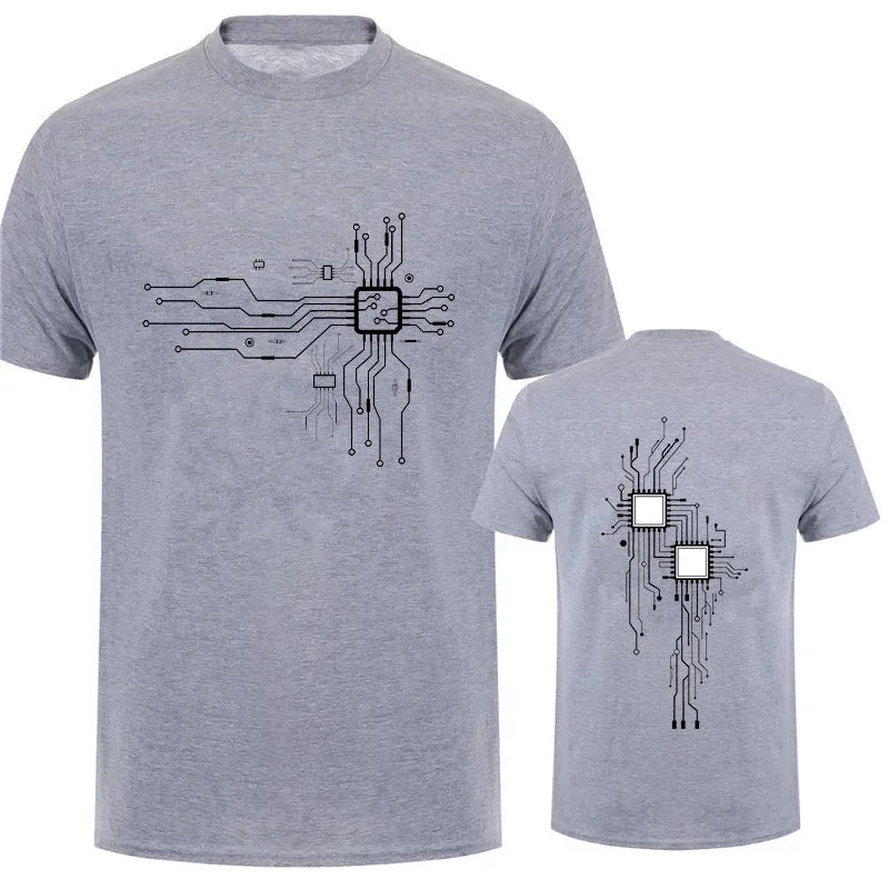 Brand New Men's T-Shirt O-Neck Men T-shirt for Male T Shirts CPU Processor Circuit Diagram Print Man Tops Tees Tshirt Clothing