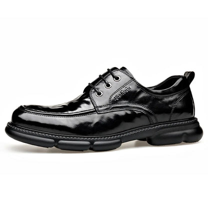 Summer Hallow Cow Leather Shoes for Men Fashion Casual Black New Designer Dress Shoes Male Lace Breathable Platform Shoes Man
