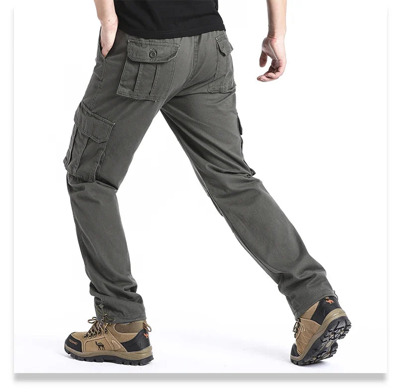 Big Size Men's Casual Sports Pants Stretch Waist Tactical Cargo Pants Man Hiking Pants Joggers Cotton Trousers