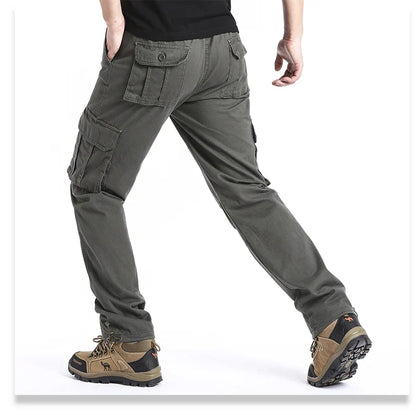Big Size Men's Casual Sports Pants Stretch Waist Tactical Cargo Pants Man Hiking Pants Joggers Cotton Trousers