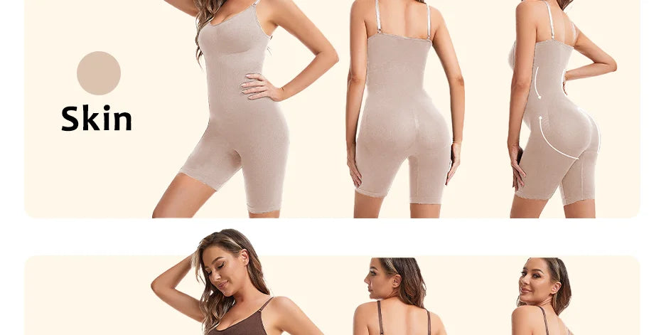 Seamless Women Bodysuit Butt Lifter Shapewear Waist Trainer Body Shaper Strappy-Back Chest Enhancing Corrective Underwear Corset