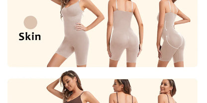 Seamless Women Bodysuit Butt Lifter Shapewear Waist Trainer Body Shaper Strappy-Back Chest Enhancing Corrective Underwear Corset