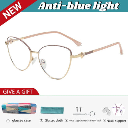 New Fashion Simple Cat's Eye Personalized Frame Design Women's Anti-Blue Light Reading Glasses Customizable Prescription