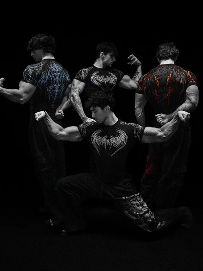 Dark Dragon Slayer Men's 2026 Summer New Fitness Clothes Speed Drying Running Printed Compression Clothes Sports T-shirt