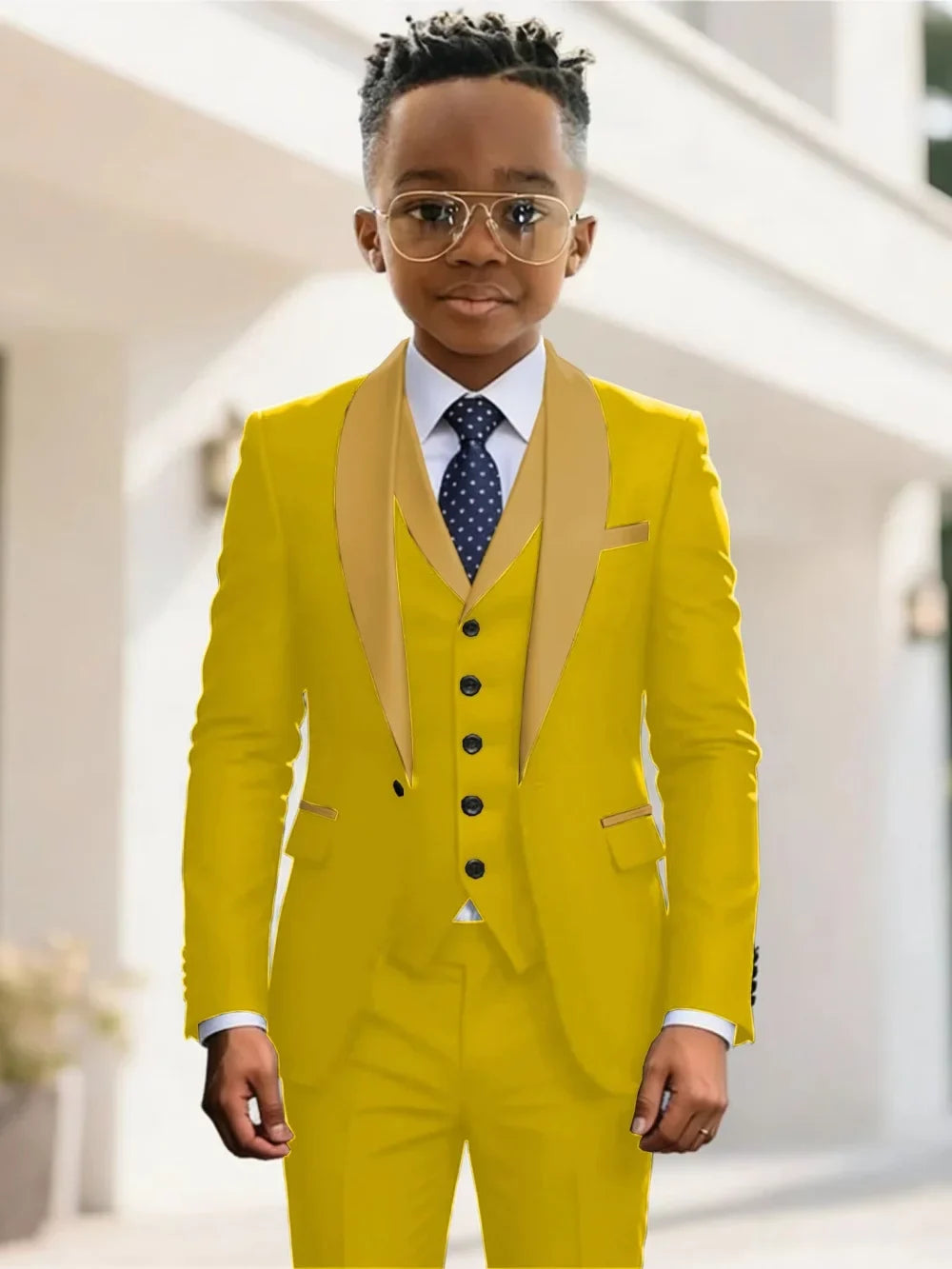 New Kids Suit Set 3 Pieces Wedding Ring Bearer Outfit Boys Handsome Shawl Lapel Tuxedo For Piano Peformance 2-20T