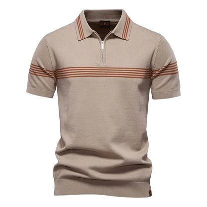 ‌2025 Men's Slim Fit Solid & Striped Business Casual Polo Shirts Breathable Short Sleeve Comfort Top for Office Social Summer