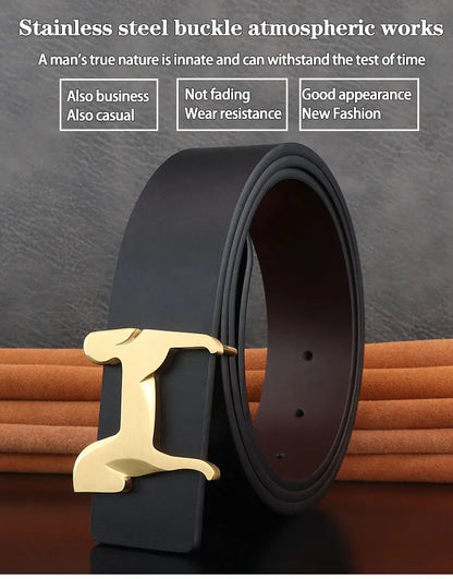 High grade Stainless steel horse slide buckle men belts 3.8cm wide genuine leather Waistband cowboy casual ceinture homme
