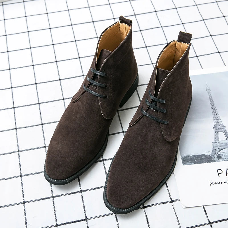 Leather Men Ankle Chelsea Boots Men Work Shoes Pointed Toe Leisure Boots for Male Casual Motorcycle Boots Botas Plus Size 38-48