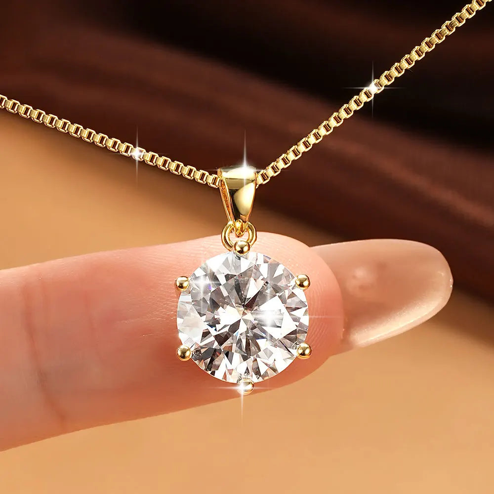 Pass Diamond Test 1.0ct–5ct Moissanite Necklace Sparkling Solitaire Pendant Necklaces for Women Wedding Party Jewelry Gift