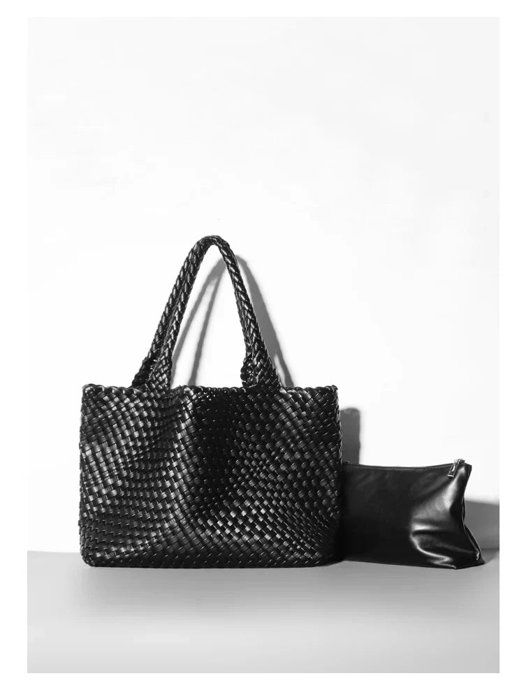 Designer Knitting Fashion Ladies Handbags And PU leather Large-capacity Women's single-shoulder bag Beach Travel Bags
