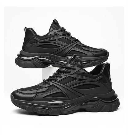 Four Seasons Thick and height-increasing sports shoes, men's genuine leather mesh casual men's shoes, trendy shoes