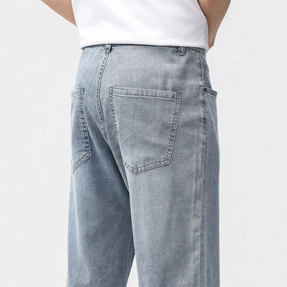 190cm Tall Man Jean Lyocell Wide Leg Denim Pant Male Extra Long Length 115cm 120cm Summer Big Clothes Light Stretch Straight Fit