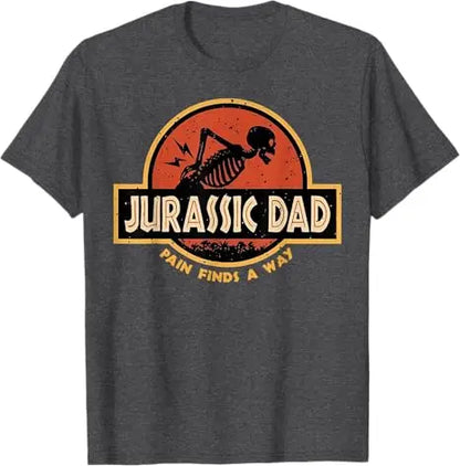 Jurassic Dad Pain Finds A Way Funny Sarcastic Skeleton T-Shirt Y2k Prehistoric Dad Joke Saying Tee Humor Parenting Cool Clothes