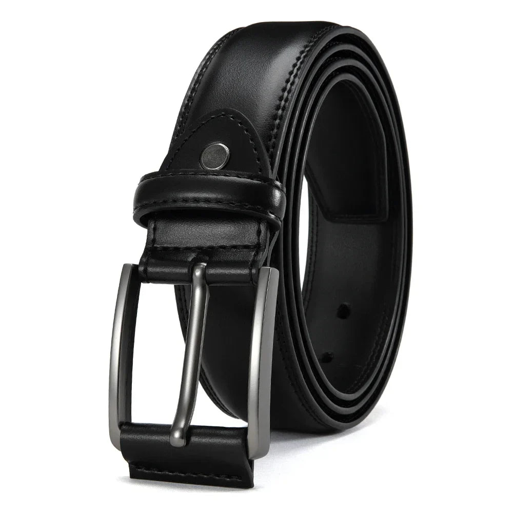Men Belts High Quality Genuine Leather LONG Large Pin Buckle Metal Automatic Buckle Male Belts Strap Male