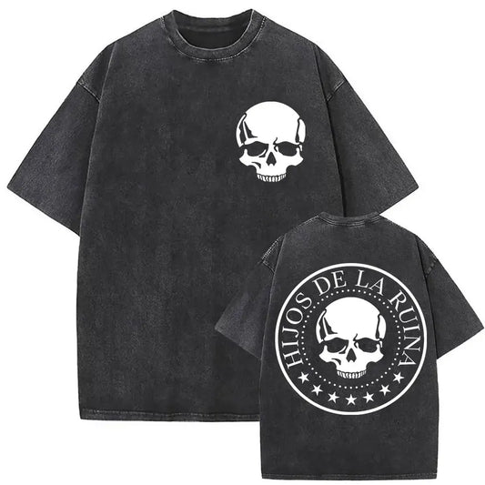 Washed Vintage NATOS WAOR Hijos De La Ruina Logo Album Merch T Shirts Men's Women Hip Hop Gothic Short Sleeve T-shirt Streetwear