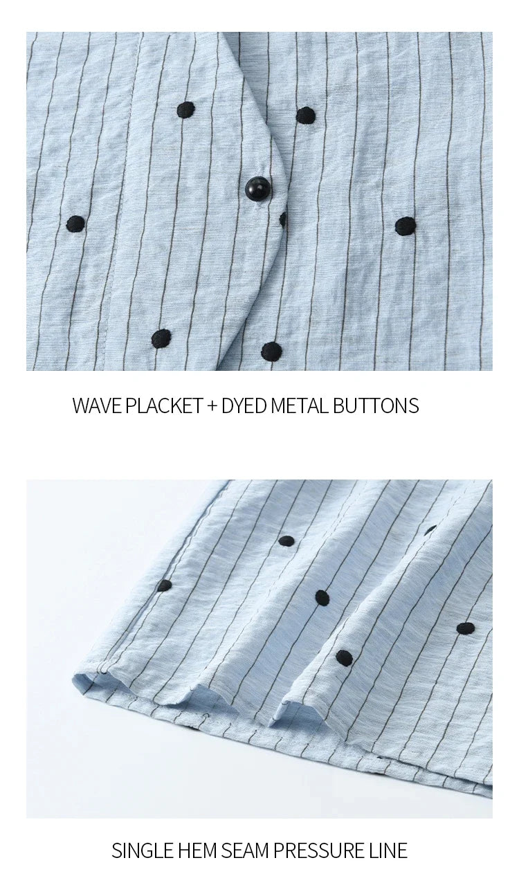 Summer Office Lady Blouses Women 2025 Short Sleeve Turn-down Collar Polka Dot Shirts Female Fashion Slim Tops MXE31C0776