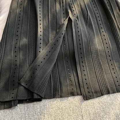Women Dress 2026 Spring and Summer Elegant Patchwork One-Piece Knitted Maxi Dress Office Lady Slim Waist Sweater Dress