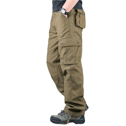 Solind Cotton Multi Flap Pockets Men's Straight Leg Cargo Pants Loose Casual Outdoor Pants Men's Work Pants For Hiking Tactical